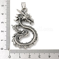 合金のチベット風チャーム  ドラゴン  アンティークシルバー  46.5x29x6mm  穴：4x8mm&nbsp;FIND-G068-02AS