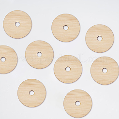 未完成の木材チップ  フラットラウンド  モカシン  75x10mm  穴：12mm&nbsp;WOOD-WH0048-04A