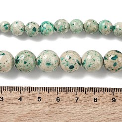 天然化石のグラデーションビーズ連売り  染め  ラウンド  スムーズ  グリーン  6.5~12.5mm  穴：0.9~1.2mm  約53個/連  16.93~17.20''（43~43.7センチメートル）&nbsp;G-F830-A03-01C