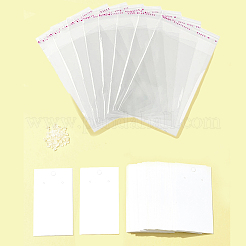 ピアスディスプレイカード  プラスチック製のピアスキャッチとパールフィルムのOPPセロハン袋付き  ホワイト  9x5cm&nbsp;CDIS-FS0001-12D
