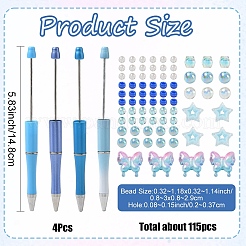 DIYビーズペン作りキット  プラスチックボールペンを含む  アクリルビーズ  空色  147~148x11.5~12mm&nbsp;DIY-YW0018-63