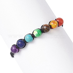 Round Natural Mixed Gemstone Braided Bead Bracelet&nbsp;BJEW-YW0001-11