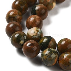 天然の流紋岩ジャスパービーズ連売り  ラウンド  8mm  穴：1mm  約46個/連  15インチ（38cm）&nbsp;G-G684-01-8mm