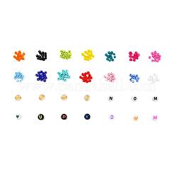 5 Colors Flat Round Acrylic Letter Beads&nbsp;DIY-YW0002-54