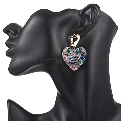 Natural Paua Shell/Abalone Shell Dangle Stud Earrings&nbsp;EJEW-JE06945
