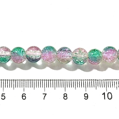 クラックガラスビーズ連売り  ラウンド  ツートン  ミディアムシーグリーン  8~8.5mm  穴：1.2mm  約107個/連  29.92インチ（76cm）&nbsp;CCG-C002-8mm-07