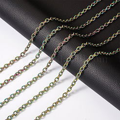 304ステンレススチールアズキチェーン  溶接されていない  スプールで  虹色  6x8x1.5mm  2 m /ロール&nbsp;CHS-TA0001-12