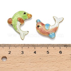 手作り七宝ビーズ  イルカ  ゴールドカラー  ミックスカラー  23x19x4.5mm  穴：1.2mm&nbsp;CLB-Z001-06G
