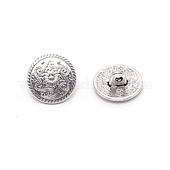 合金ボタン  1穴  花付きフラットラウンド  縫製用  アンティークシルバー  15x6.5mm  穴：2mm  10個/袋&nbsp;BUTT-WH0021-05AS
