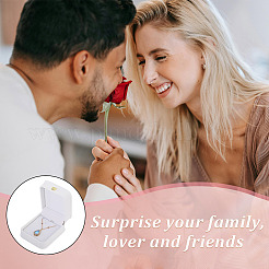 Puレザーネックレスペンダントギフトボックス  金メッキされた鉄の王冠とベルベットの内側  結婚式のための  ジュエリー収納ケース  長方形  ホワイト  8.4x7.2x4cm&nbsp;LBOX-TADJ0001-01C