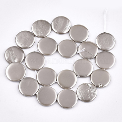 シェルパールビーズ連売り  スプレー塗装  フラットラウンド  銀  20x3mm  穴：1mm  約20個/連  15.9インチ&nbsp;SSHEL-T007-22B