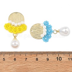 3Pcs 3 Colors Glass Seed Beaded & ABS Plastic Imitation Pearl & Glass Pendants&nbsp;PALLOY-MZ01380