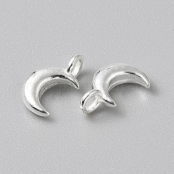925スターリングシルバーチャーム  ムーン  10.5x6.5x3mm  穴：1.6mm&nbsp;LS-STER-WH0019-32B