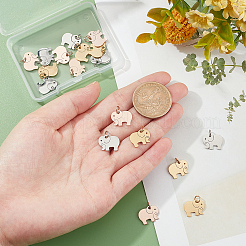 18個3色304ステンレスペンダント  象  ミックスカラー  11x14x1mm  穴：3mm  6個/カラー&nbsp;STAS-DC0006-34