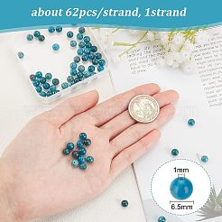 天然石アパタイトビーズ連売り  ラウンド  6.5mm  穴：1mm  約62個/連  15.7インチ&nbsp;G-OC0002-60A
