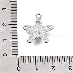 UVメッキ合金クリスタルラインストーンペンダント  スターのチャーム  プラチナ  21x18x4mm  穴：1.8mm&nbsp;RB-CBAD37D-32P