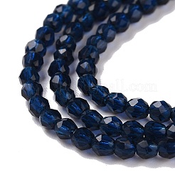 透明ガラスビーズ連売り  多面カットラウンド  プルシアンブルー  2mm  穴：0.8mm  約160~178個/連  13.58 ~14.17インチ（34.5~36cm）&nbsp;GLAA-H021-04-28