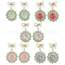 Flower Glass Dangle Stud Earrings&nbsp;EJEW-MZ00522