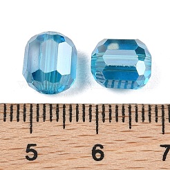 電気メッキカラムガラスビーズ  ABカラーメッキ  多面カット  ディープスカイブルー  9x7.5~8mm  穴：1.5mm&nbsp;EGLA-A043-02-AB13