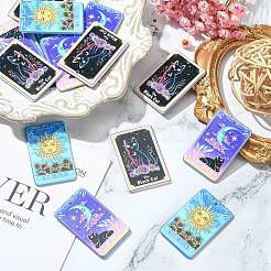 15個3スタイルプリントアクリルパーツ  タロット模様のチャーム付き長方形  ミックスカラー  43x27x2.5mm  穴：1.8mm  5個/スタイル&nbsp;SACR-CJ0001-29