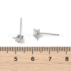 SHEGRACE Brass Clear Cubic Zirconia Square Stud Earring Findings&nbsp;XGR0103P-115P