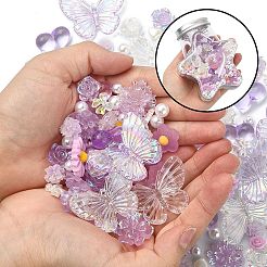 DIY ジュエリー検索検索キット  樹脂カボションを含む  アクリルペンダント  プラスチックパールビーズ  バタフライ＆フラワー＆ハート  ミックスカラー  434個/箱&nbsp;CRES-YW0001-23