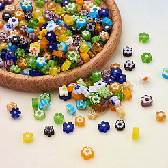300個10色手作りミルフィオリガラスビーズ  花  ミックスカラー  4~7.2x2.6mm  穴：1mm  30個/カラー&nbsp;LAMP-TA0002-05