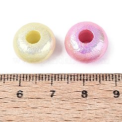 UVメッキ不透明アクリルヨーロピアンビーズ  ロンデル  テクスチャ  虹色の  大穴ビーズ  ミックスカラー  13.5x8mm  穴：4.5mm&nbsp;OACR-N160-03