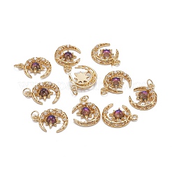 Brass Micro Pave Clear Cubic Zirconia Glass Pendants&nbsp;X1-ZIRC-C024-06G-01