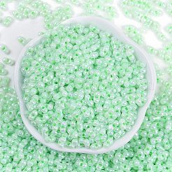 不透明色光沢ガラスシードビーズ  丸い穴  ピーナッツ  アクアマリン  3.5x6x3.5mm  穴：0.8mm  約100個/10g&nbsp;X1-SEED-K010-04C