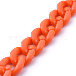 手作りの不透明アクリルカーブチェーン  オレンジ  リンク：19x13.5x4.5mm  39.37インチ（1m）/連&nbsp;X-AJEW-JB00662-04