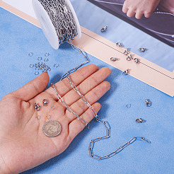 304 Stainless Steel Paperclip Chains Bracelet Necklace DIY Making Kit&nbsp;DIY-TA0009-67