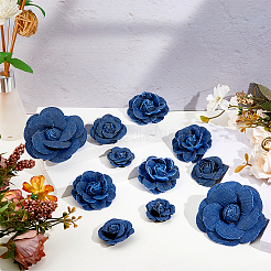 16Pcs 4 Styles Denim Cloth Flowers&nbsp;DIY-FH0007-68B