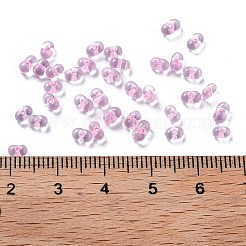 蓄光ガラスシードビーズ  暗闇で光る  ピーナッツ  パールピンク  2.5x4x2mm  穴：0.8mm  約11250個/ポンド&nbsp;SEED-A033-07N