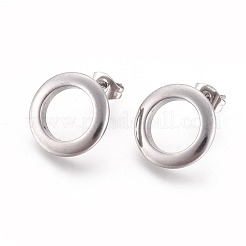 304ステンレススチールスタッドピアス  低刺激性のイヤリング  耳ナッツ  リング  ミックスカラー  15x2.5mm  ピン：0.6mm  6のペア/カード&nbsp;EJEW-I235-07B