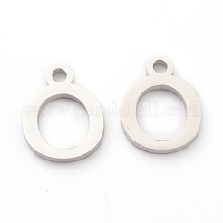 変色しない304ステンレススチールチャーム  ギリシャ語のアルファベット  ステンレス鋼色  文字.o  11x8.5x1.5mm  穴：1.5mm&nbsp;STAS-G244-01O