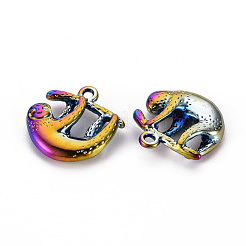 合金ペンダント  カドミウムフリー＆ニッケルフリー＆鉛フリー  ナマケモノ  虹色  20x19x4.5mm  穴：1.8mm&nbsp;PALLOY-S180-090-NR