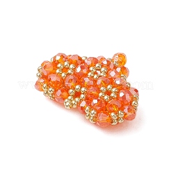 シードビーズ ビーズチャーム  ハートペンダント  サンゴ  25x33x8.5mm  穴：4mm&nbsp;PALLOY-MZ00341-03