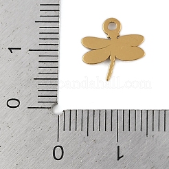 イオンプレーティング（IP）304ステンレススチールチャーム  トンボチャーム  18KGP本金メッキ  11x11x1mm  穴：1.2mm&nbsp;STAS-U019-30G