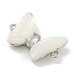 Brass Pave Clear Cubic Zirconia Butterfly Connector Charms&nbsp;KK-Q820-38P
