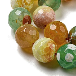 Faceted Natural Fire Crackle Agate Beads Strands&nbsp;G-F447-12mm-M01