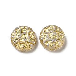 UVメッキアクリルビーズ  ゴールドライン入り  花とフラットラウンド  ゴールド  14x5.5mm  穴：1.2mm  約690個/500g&nbsp;MACR-J123-40