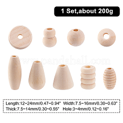 2 Bags Natural Unfinished Wood Beads Set&nbsp;WOOD-PH0001-89