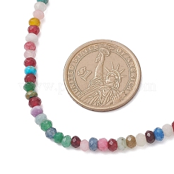 Dyed Natural Malaysia Jade Faceted Rondelle Beaded Necklaces&nbsp;NJEW-JN05766