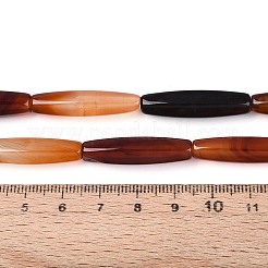 染め加工天然石瑪瑙ビーズ連売り  オーバル  多面カット  チョコレート  29.5~30x7~8x7~8mm  穴：0.8~0.9mm  約13個/連  15.16~15.35''（38.5~39センチメートル）&nbsp;G-T144-54A-01