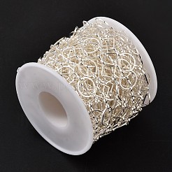 真鍮製手作りのチェーン  溶接されていない  スプールで  銀色のメッキ  ラウンド：直径約12mm  厚さ1mm  ダイヤモンド：約8mmの長  8 mm幅  厚さ0.5mm  約32.8フィート（10m）/ロール&nbsp;CHR148-CK48-NFS