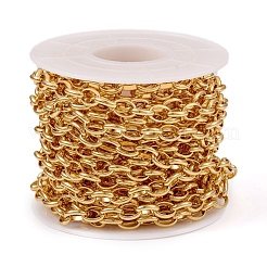 真鍮アズキチェーン  ハンダ付け  スプールで  フラットオーバル  ジュエリー作りのための  18KGP本金メッキ  リンク：7x5x1.5mm  約16.4フィート（5m）/ロール&nbsp;CHC-G012-02G