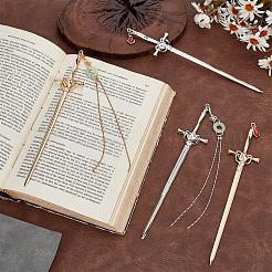 4Pcs 4 Styles Alloy Hair Stick Findings&nbsp;AJEW-FG0007-35