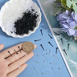 環境に優しいプラスチックスタッドピアスのパーツ  ボールヘッドピン  耳ナッツ  ミックスカラー  15x3mm  ピン：0.95mm  2色  800個/カラー  1600pc&nbsp;KY-SC0002-23