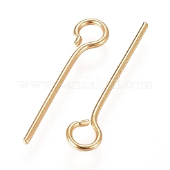 304ステンレススチールアイピン  18KGP本金メッキ  20mm  穴：2mm  ピン：0.7mm&nbsp;STAS-D448-A-021G